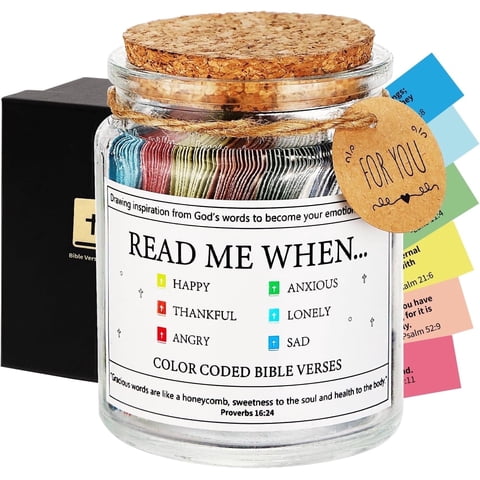Ayieyill Bible Verse Jar Scripture Jar with Cards, Prayer Jar with English Color Coded Bible Verses for Christian Art Gifts