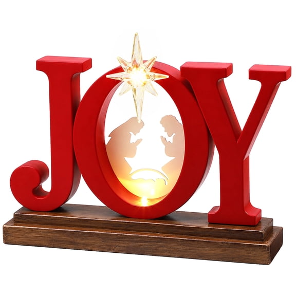 Ayieyill Joy Christmas Decor Christmas Decorations Indoor: Joy Sign with Timer, Holiday Decor Indoor (Red)