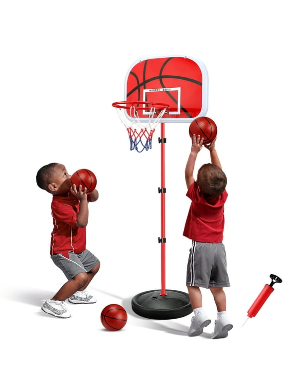 Ayieyill Kids Basketball Hoop, Basketball Hoop Indoor Adjustable Height 4-6.6 FT - Toddler Basketball Hoop - Basketball Goals Indoor Outdoor Play