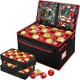 thumbnail image 1 of Ayieyill Premium Christmas Ornament Storage Container - Holds Up to 72-4” Ornaments Durable 600D Fabric - Adjustable Dividers - 3 Individual Trays - Black, 1 of 7