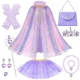 thumbnail image 1 of Ayieyill Princess Dress up Clothes for Little Girl, 11Pcs Princess Cape with Crown, Princess Dresses for Girl 3-8 Birthday Gift, 1 of 7