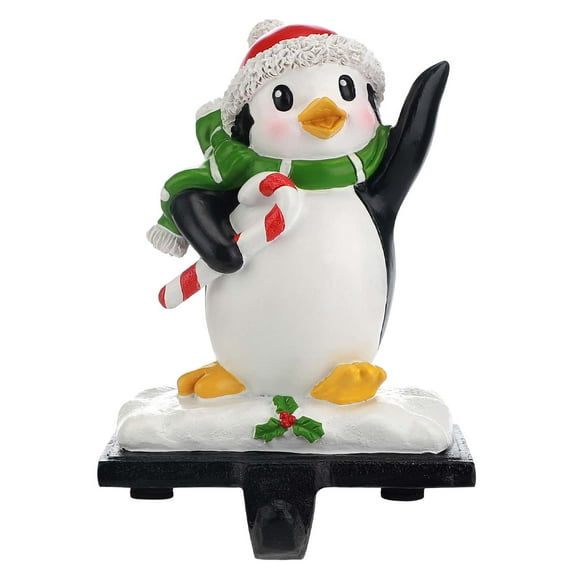 Ayieyill Christmas Penguin Stocking Holder, Resin Stocking Holders for Mantle Christmas Decorations