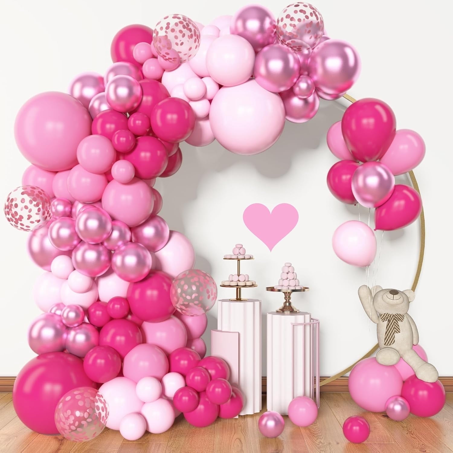 Ayieyill 156pcs Pink Balloon Garland Arch Kit for Baby Shower, Wedding, Birthday, Party Decorations