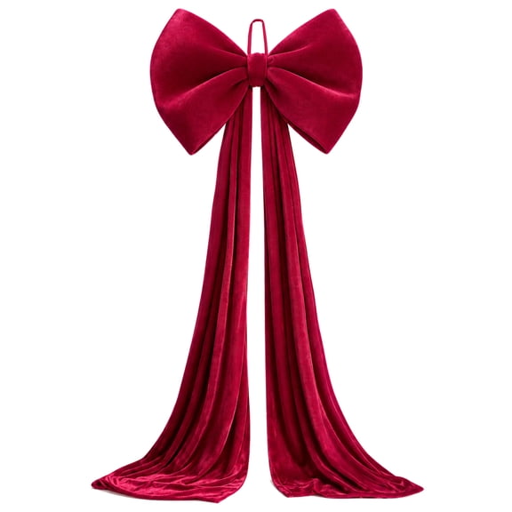 Ayieyill Burgundy Velvet Christmas Tree Topper Bow, 67 Inch Extra Large Bow for Christmas Tree Decorations