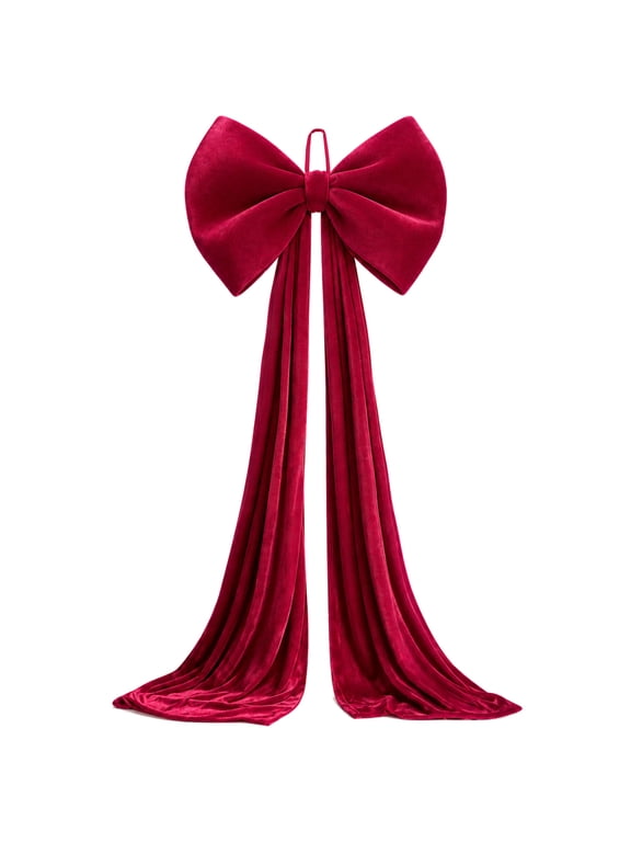 Burgundy Velvet Christmas Tree Topper Bow, 67 Inch Extra Large Bow for Christmas Tree Decorations