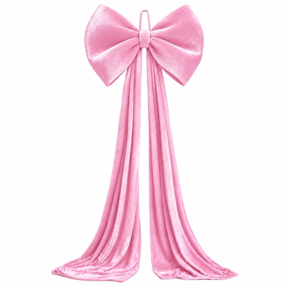 Ayieyill Velvet Christmas Tree Topper Bow, 67 Inch Large Bow for Christmas Tree Decorations (Pink)