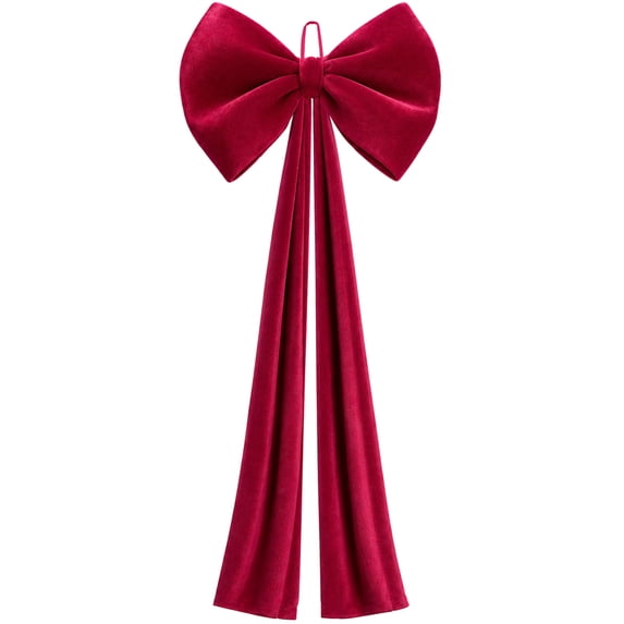 Ayieyill Burgundy Velvet Christmas Tree Topper Bow, 51 Inch Large Bow for Christmas Tree Decorations