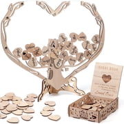 Ayieyill Wood Wedding Guest Book Alternative - Acrylic Heart Frame - 16 x 13.5 in