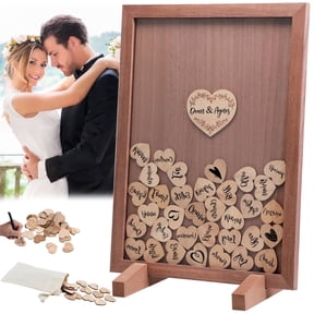 Ayieyill Wedding Guest Book Alternative - Rustic Brown Frame, 50 Pieces