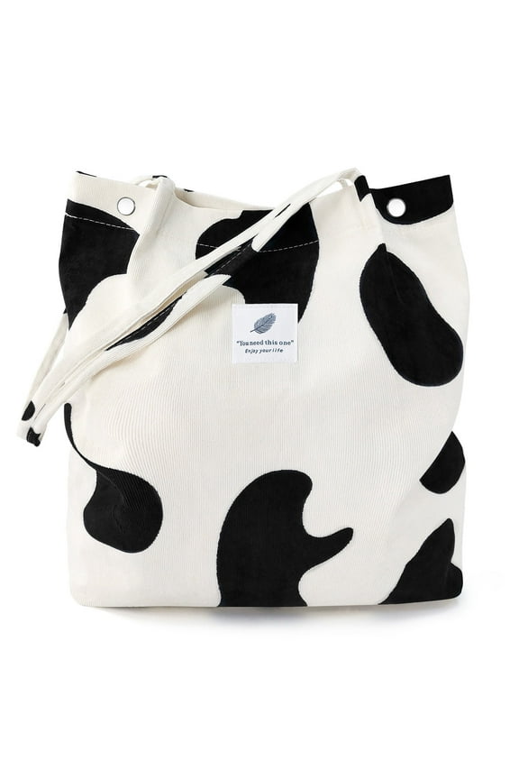 Women’s Corduroy Canvas Cow Tote Shoulder Purse