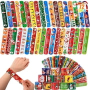 Ayieyill 72PCS Christmas Slap Bracelets for Kids, Christmas Party Favors Toys for Girls Boys, Christmas Theme Slap Bracelets for Party Gifts