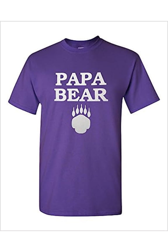 Men's Papa Bear Funny T-Shirt (Large, Purple) Apparel