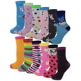 thumbnail image 1 of Ayla 12 Pairs Pack Kids Girls Colorful Creative Fun Novelty Design Crew Socks, 1 of 4