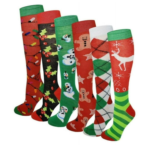 Ayla 6 Pairs Kids Big Girls Youth Baby Children's Novelty Design Knee High Socks