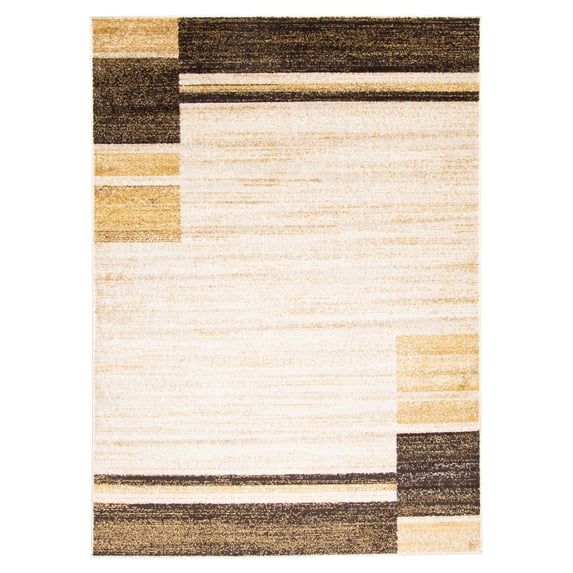 Ayla Ivory-Dark Brown Polypropylene Rug 7'10" x 10'2"