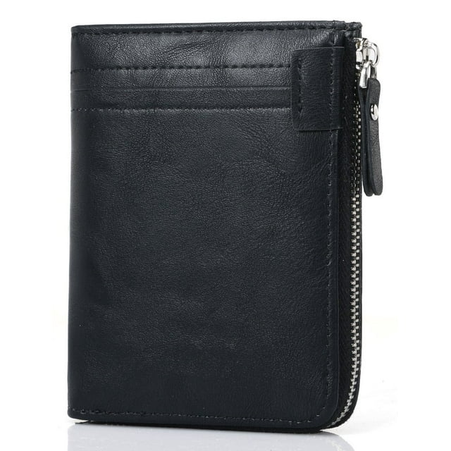 Ayli Men's RFID Blocking ID Window Leather Bifold Zipper Wallet ...
