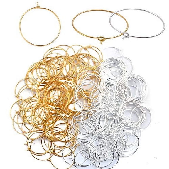 Aylifu 200 Pieces Silver and Golden Wine Glass Charm Rings Round Open Hoops Wine Glass Marker for Party Gathering Banquet (25mm)