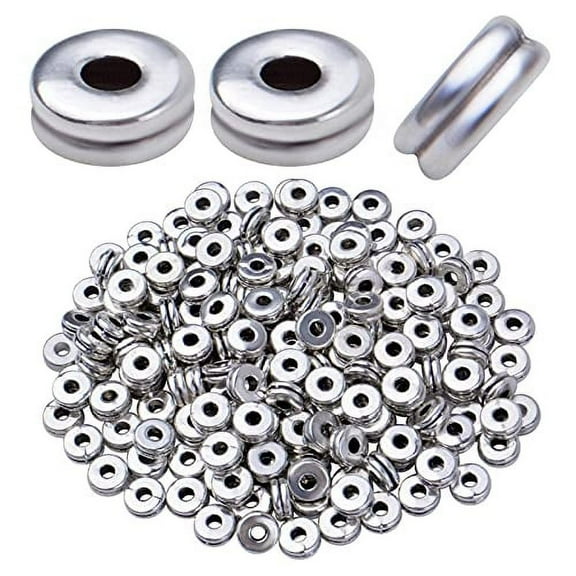 Aylifu 200pcs 6mm Silver Flat Round Spacer Beads Rondelle Beads Disc Beads Spacers Loose Beads Spacer Charm Beads for DIY Bracelet Jewelry Crafts Making