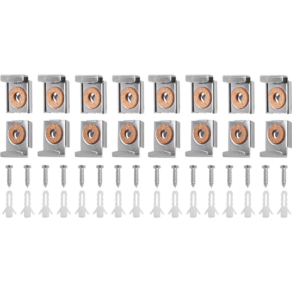 Aylifu 4 Sets(16 Pieces) Unframed Mirror Mount Clips Metal Hardware Spring Loaded Hanger Clips with Screws and Rawl Plugs for Fixing Mirrors onto Wall