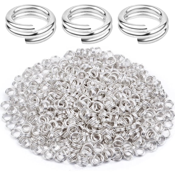 Aylifu 500 Pieces 4 mm Round Jump Rings Double Loop Split Rings Mini Key Chain Rings Accessories for Key Charms Crafts Jewelry Making Supplies, Bright Silver