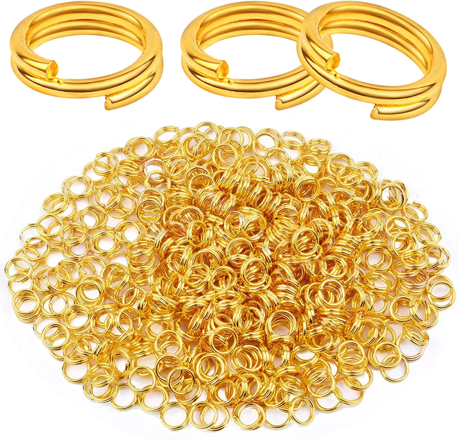 Aylifu 500 Pieces 5 mm Golden Small Jump Rings Double Loop Round Split ...