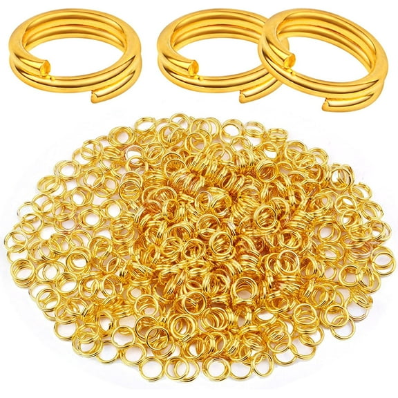 Aylifu 500 Pieces 5 mm Golden Small Jump Rings Double Loop Round Split Rings Wire Connectors Accessories for Keychain Organization DIY Jewelry Making Art Crafts