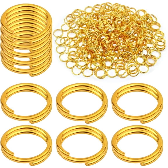 Aylifu 500 Pieces 7 mm Golden Round Split Rings Double Loop Jump Rings Small Key Rings Connectors Jewelry Accessories for Necklace Bracelet Earrings Crafts Ornaments