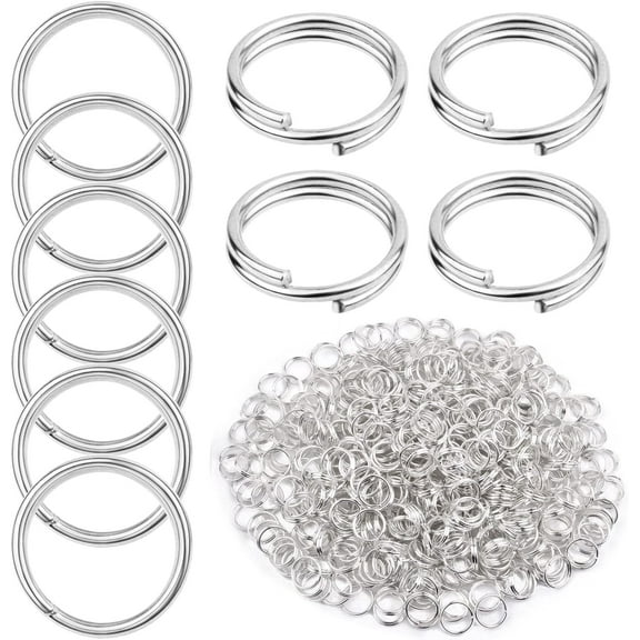 Aylifu 500pcs Bright Silver Round Split Rings Double Loop Jump Rings Wire Ring Connectors for DIY Bracelet Necklace Keychains Crafts Jewelry Making, 8 mm Outer Diameter