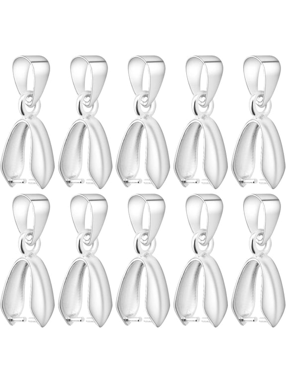 60pcs 19 mm Pendant Pinch Bails Large Pinch Bail Clasps Brass Necklace Pendant Clip Buckle Clasps Connectors for DIY Dangle Charm Jewelry Craft Making, Bright Silver