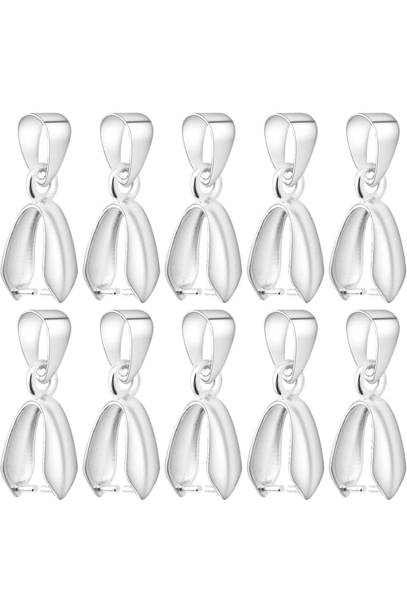 60pcs 19 mm Pendant Pinch Bails Large Pinch Bail Clasps Brass Necklace Pendant Clip Buckle Clasps Connectors for DIY Dangle Charm Jewelry Craft Making, Bright Silver