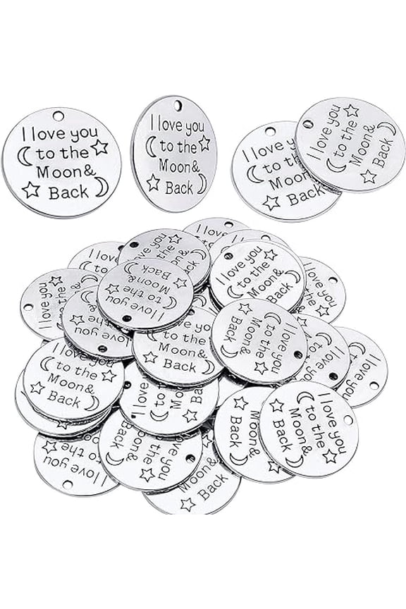 Inspiration Words Charms, 30 Pieces Lettering Saying Charms Messages Pendants Beads Jewelry Making Findings for DIY Necklace Bracelet - 24.5mm