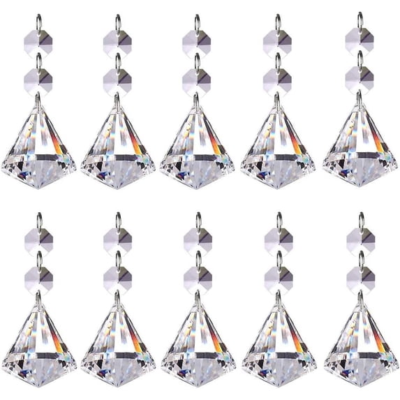 Aylifu Pack of 10 Crystal Glass Ball Chandelier Prisms Pendants Parts Beads Hanging Crystals Drops Suncatchers(30mm, Clear)