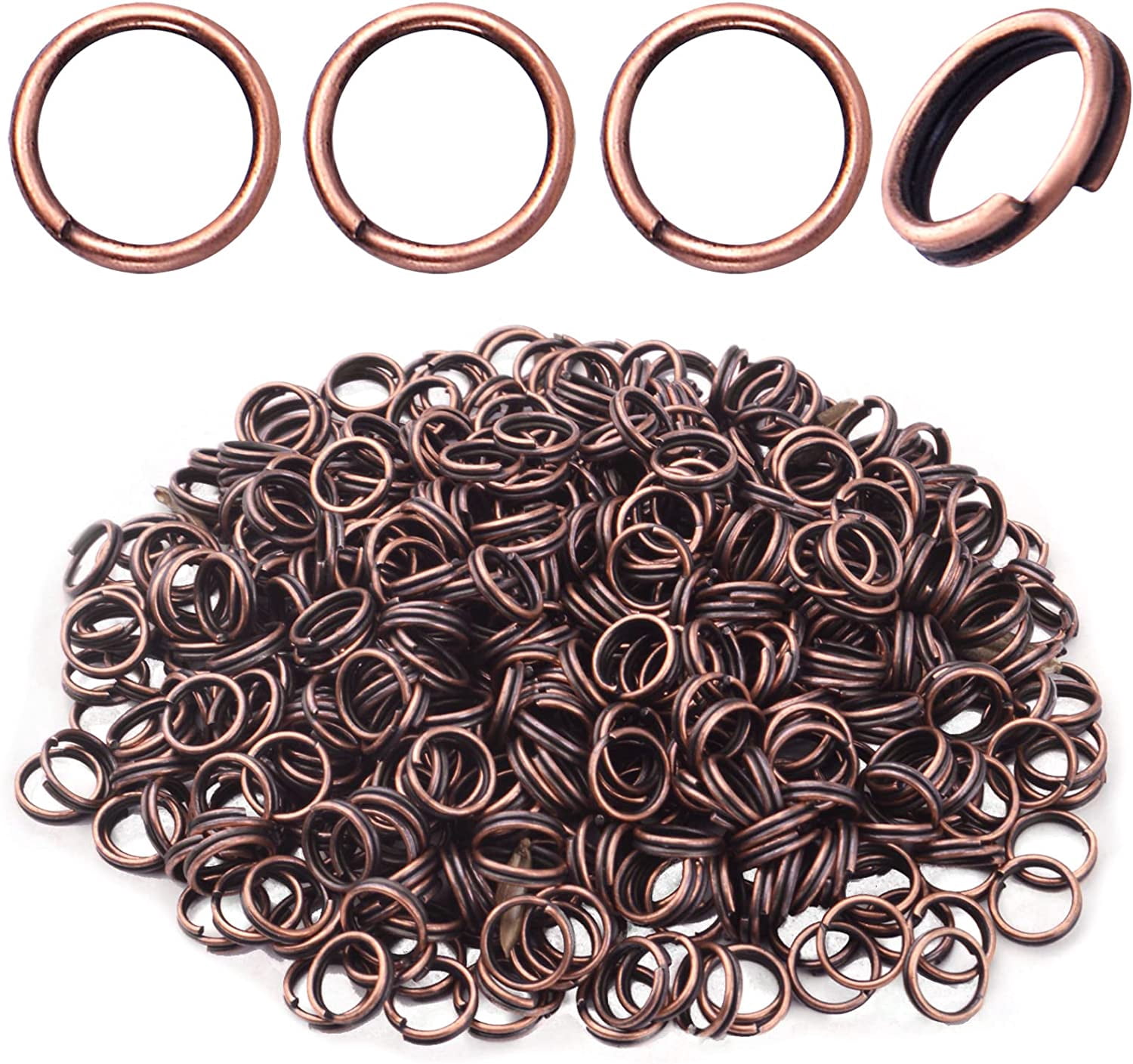 Split Key Chaains Aylifu Split Rings, Antique Red Copper Mini Round Alloy Double Loop ...