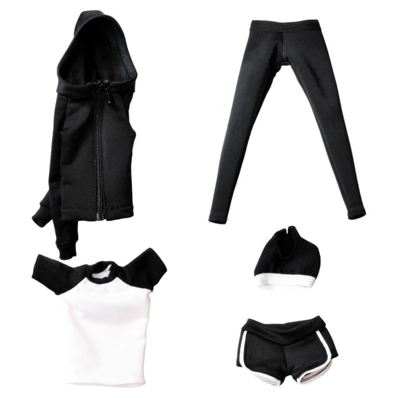 Aymzbd 1/6 Scale Female Figure Clothes Hooded Jogging suits Clothing Sportswear Outfits Black