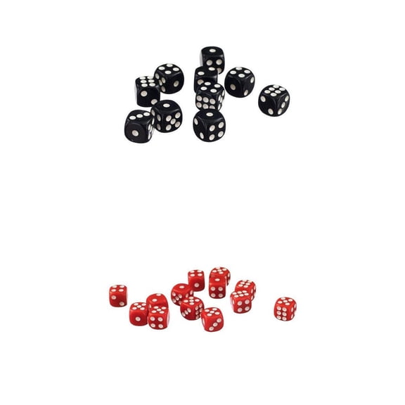 Aymzbd 100x D6 Dice 12mm Six Sided Dice for D&D RPG Accessories Black&Red Color