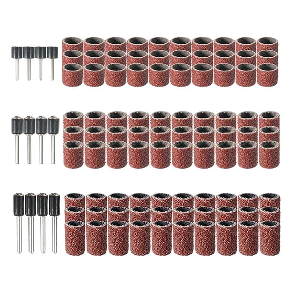 Aymzbd 12PCS/ 132PCS Sanding Bands Sanding Band Drum Grit Sandpaper + Mandrel For Sand 12pcs 3 sizes