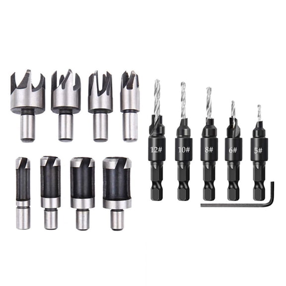 Aymzbd 14Pcs Countersink Set Chamfer Tools 5mm 6mm 8mm 10mm 12mm with Hexagonal Handle Silver