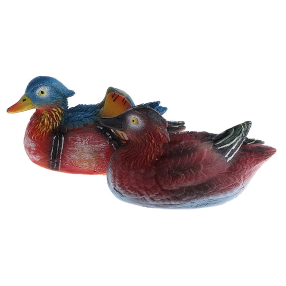Aymzbd 2Pcs Realistic Mandarin Duck 6.3'' L Statues Figurine Home Lawn Pond Decor 16x9x9cm (6.3x3.54x3.54inches)