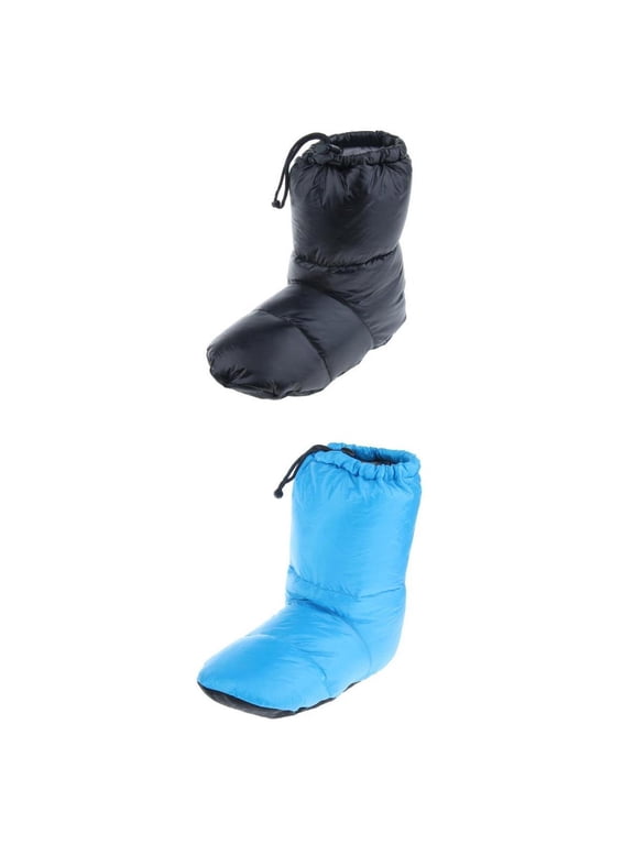 2Pcs White Down Slippers Winter Warm Camping Tent Foot Booties L - L