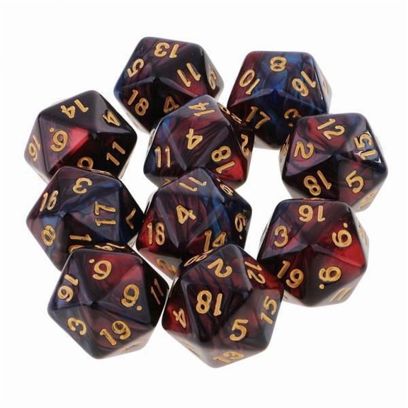 Aymzbd 3x 10 Opaque D20 20-Die Polyhedral Dice for Board Game Toys Game DND -