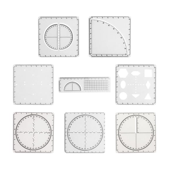 Aymzbd 8Pcs Geometric Ruler Mathematics Drawing Ruler Multifunction Measuring Templates