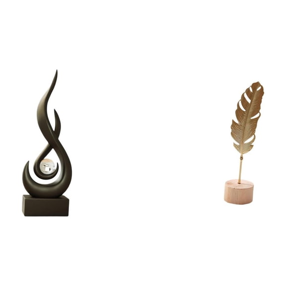 Aymzbd Abstract Fire Sculpture Modern Fire Sculpture Leaf Sculpture Metal Leaf Statue Abstract Art Statue with Resin Iron and Wood Ornament suitable for gift giving home decoration office
