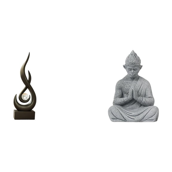 Aymzbd Abstract Fire Sculpture Monkey Buddha Statue Miniature Figurine Resin Sandstone Ornamental Statue Suitable for Home Decoration Office Meditation Space