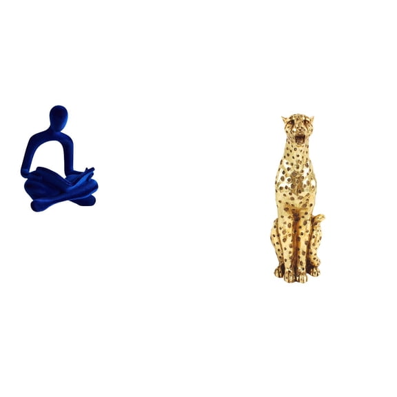 Aymzbd Abstract Thinker Figurine Cheetah Resin Sculpture Modern Ornament Realistic Home Tabletop Statue Artistic Decor Suitable for Anniversary Office Home Decoration Collection