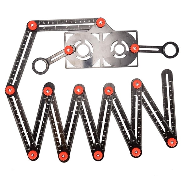 Aymzbd Aluminum Alloy Multi Angle Ruler Template Tool Folding Ruler for Tilers Layout Tools 12 fold