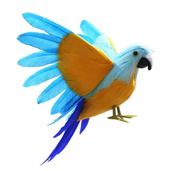 Aymzbd Artificial Birds Feathered Parrot Figure Realistic Macaw Parrot Statue Landscape Orange