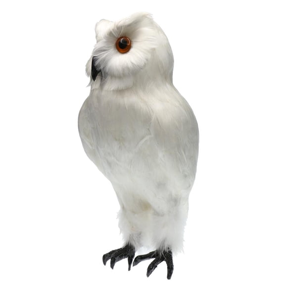 Aymzbd Artificial Owl Bird Feather Realistic Taxidermy Home Garden Decor White #1 White 1
