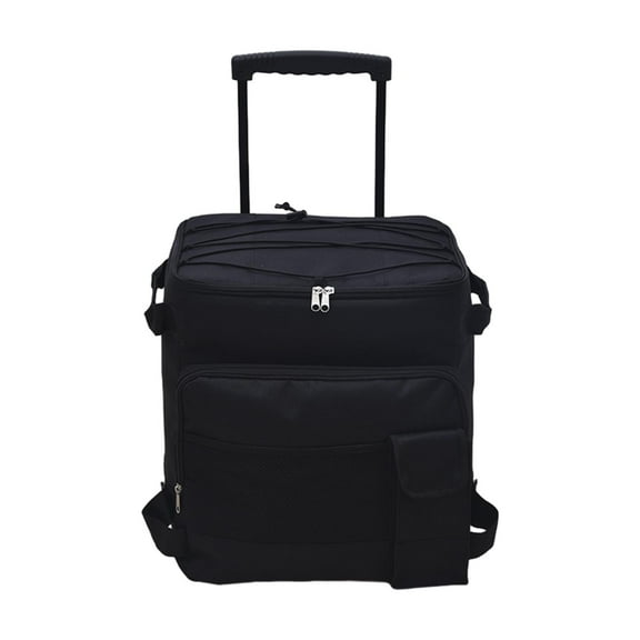 Aymzbd Bag Insulated Oxford with Wheels and Handle with Pocket Leak Rolling Black