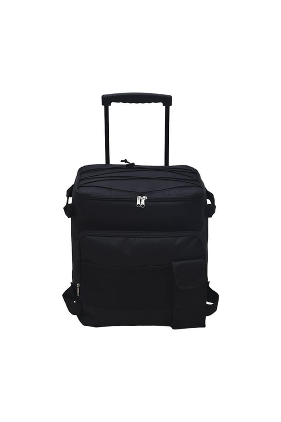 Bag Insulated Oxford with Wheels and Handle with Pocket Leak Rolling Black