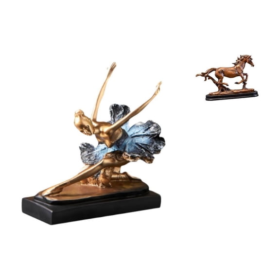 Aymzbd Ballet Dancer Statue Horse Figurine Ballerina Girls Sculpture Resin Ornament Animal Figure Collectible Artistic Decorative Suitable for Gift Giving Home Decoration 21cmx14cmx23cm